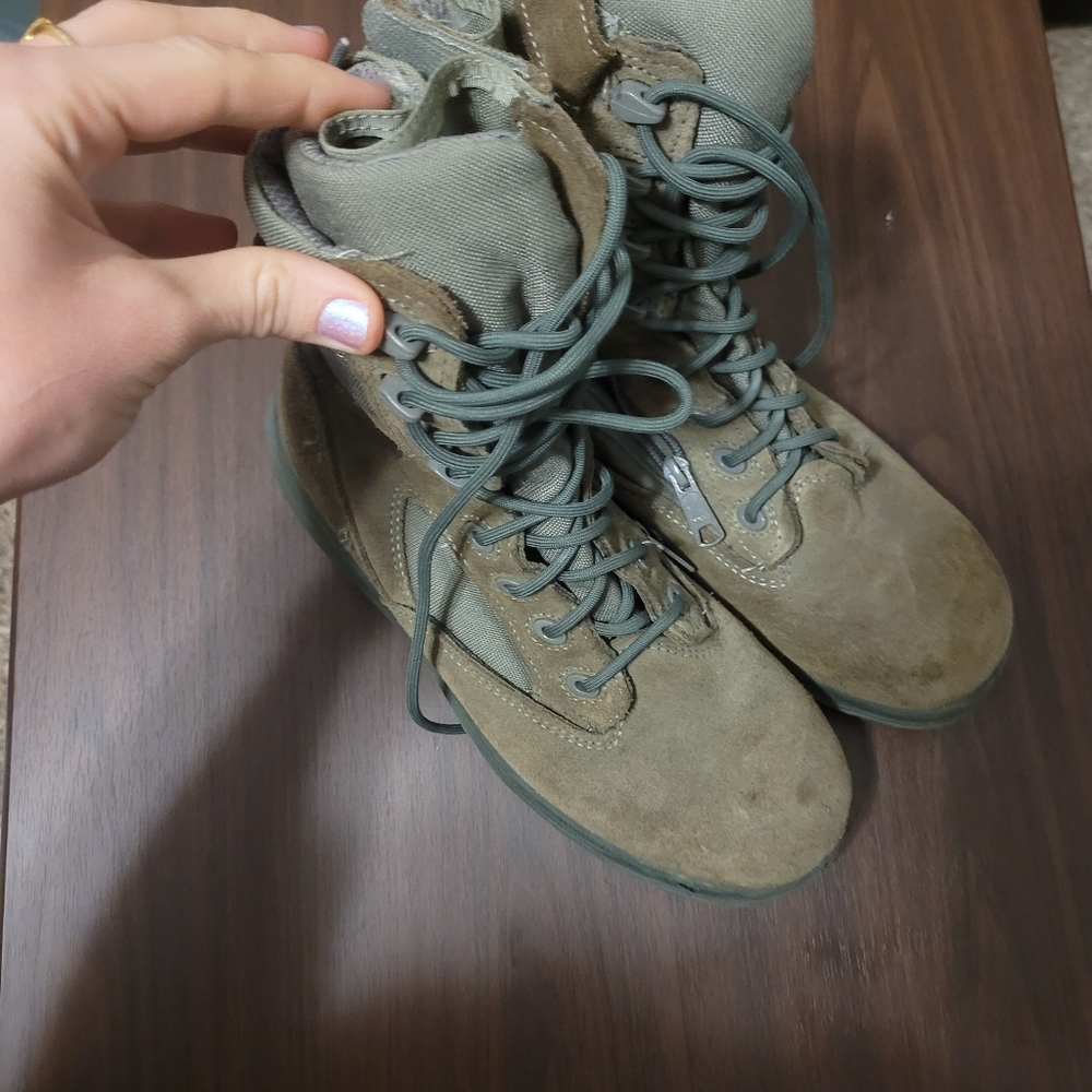 Green work boots